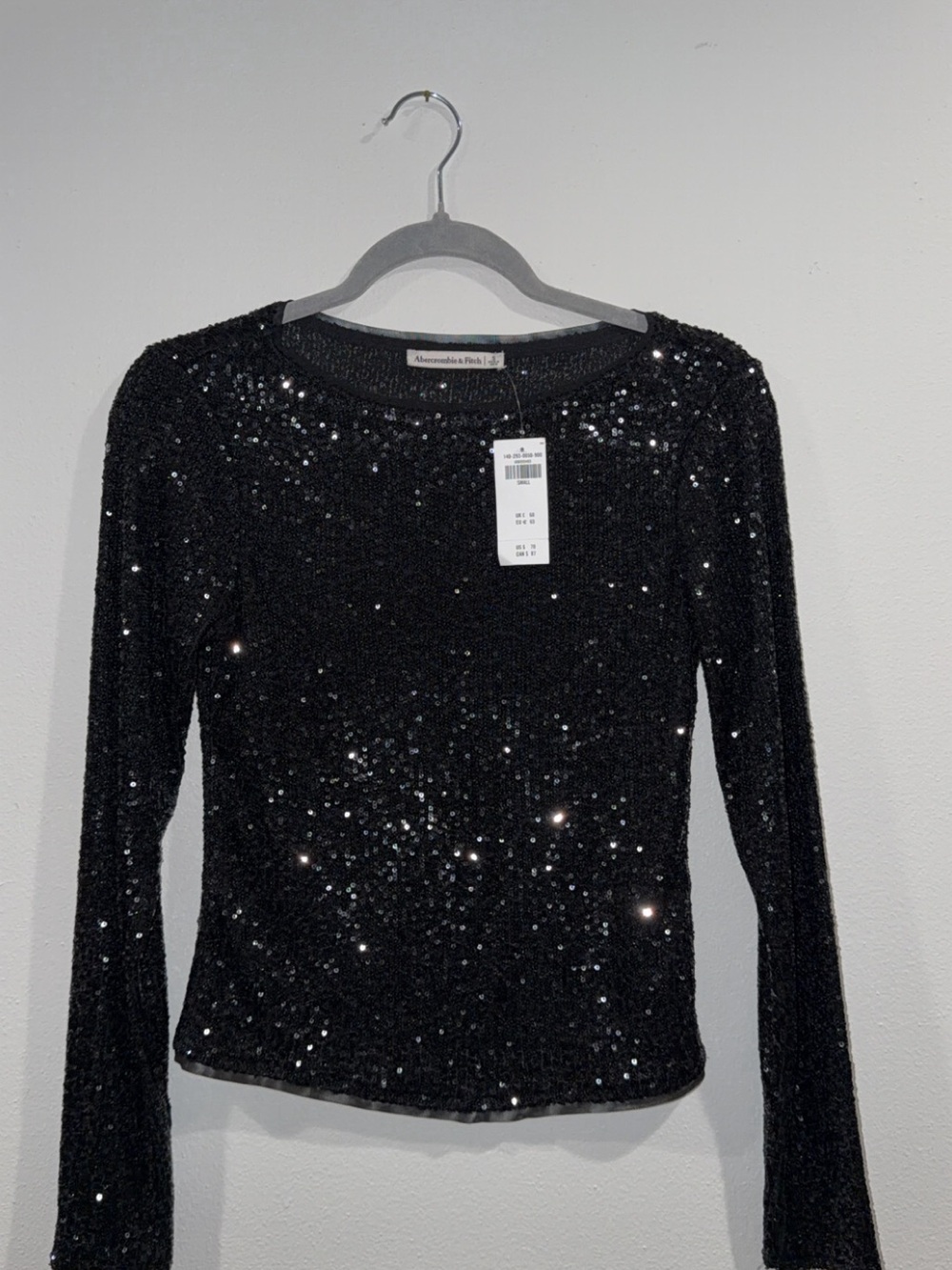 Abercrombie & Fitch Black Sequin Long-Sleeve Tee